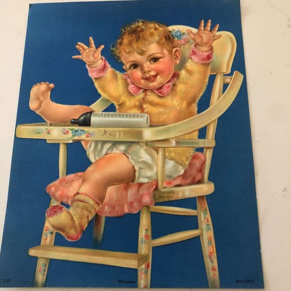 Vintage Cherubic Charlotte Becker Calendar Print "Whoopee"